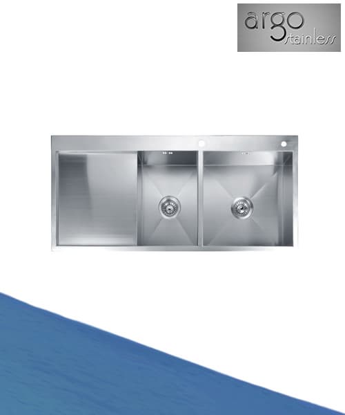 Stainless Steel Double Bowl Kitchen Sink With Drainboard